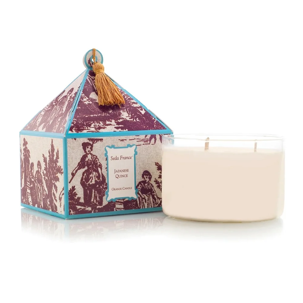 Japanese Quince Toile Three-Wick Candle — Eclectic Home